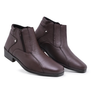 Bota Country Masculina Em Couro Cano Curto 202 Café