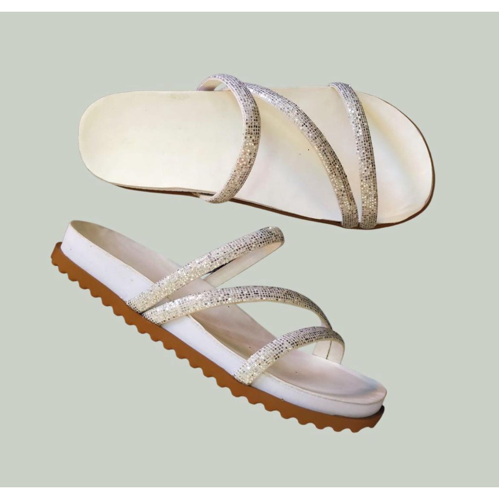 Sandália Papete Birken Glitter Rasteirinha Feminina Brilho Chinelo Confortável