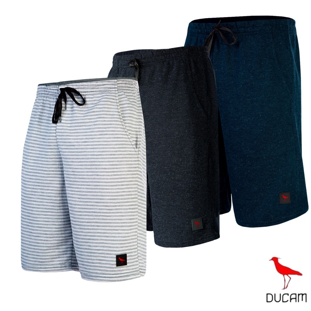Kit 3 Bermudas Moletom Academia Treino Masculinas Algodão Ducam 2 Bolsos Algodão 100% Confortável