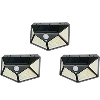 Kit 3 Luminária Solar 100 Led Com Sensor Jardim Prova D
