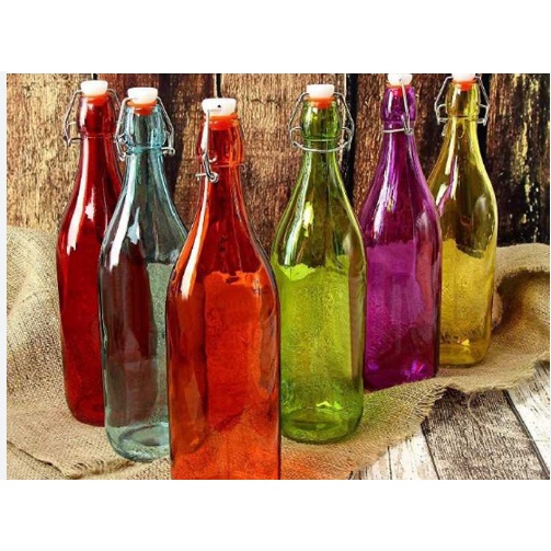 Garrafa de Vidro Colorida para água , suco , ou decoração 1 Litro.