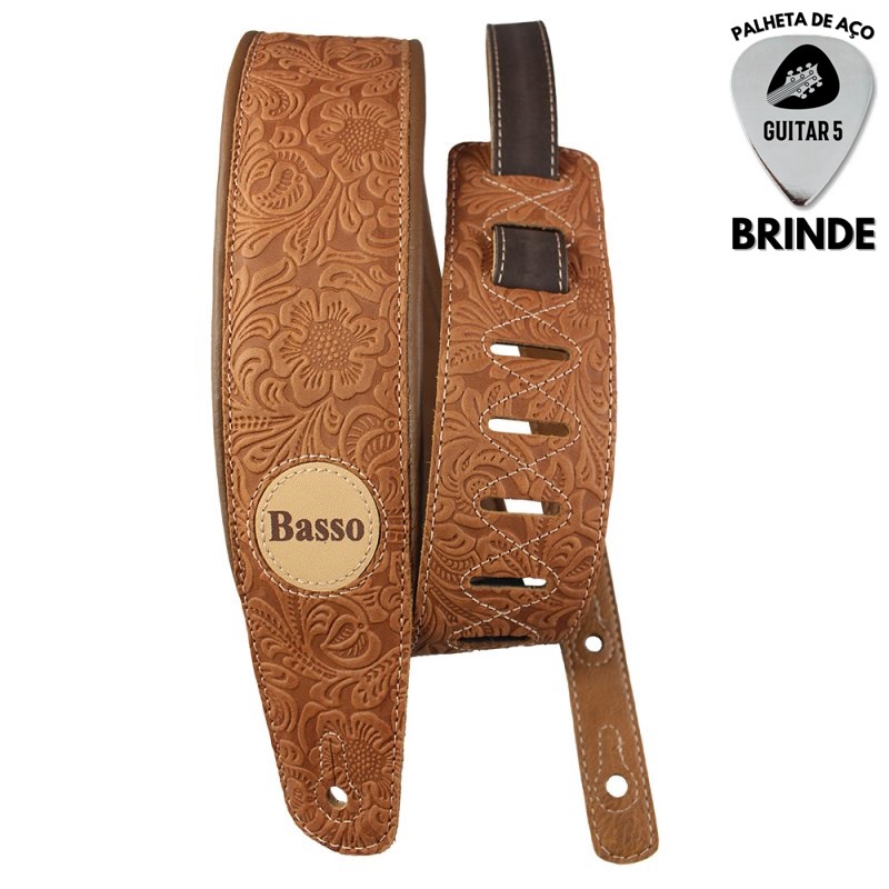 Correia Basso Para Guitarra Baixo Violão Floral Whisky Em Sintético VT-SL-83 - Alça Talabarte Luxo De Guitarra Ajustável Com Regulagem