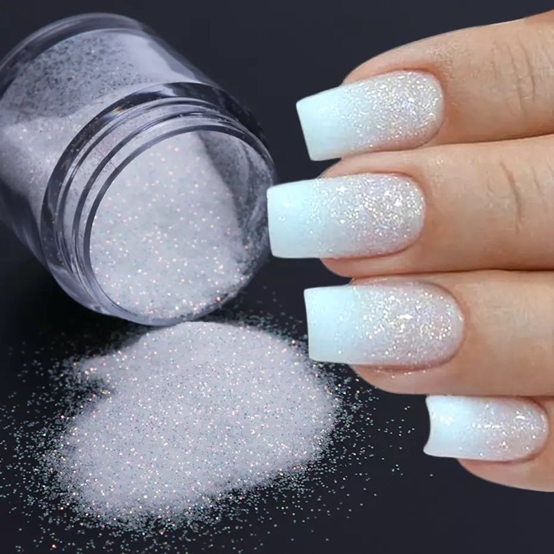 Glitter super fino branco efeito açúcar holográfico glitter para unhas  efeito sugar 8G