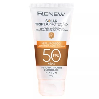 Renew Protetor Solar Facial Matte Tripla Proteção Anti-idade FPS 50 Com Hialurônico Avon 50 g COR MÉDIA