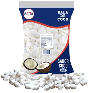 500G Bala de Coco Tipo Caseira Derrete na Boca - Doces Caseiros Para Festas e Aniversários