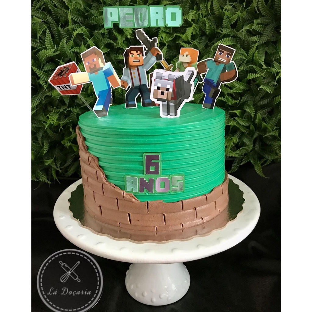 Bolo decorado Minecraft  Aniversário minecraft, Bolos de