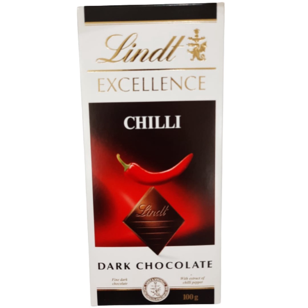 Chocolate lindt com leve sabor de pimenta Excellence Dark Chili (100G