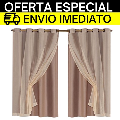 Cortina Blackout Blecaute Corta 100% a Luz Com Tecido Voal Liso 2,00 x 1,40 Metros Para Sala Quarto Casal Infantil - Pronta Entrega Envio Imediato