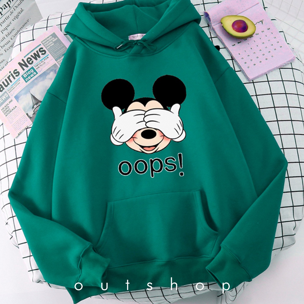 Moletom Mickey Mouse Oops! Blusa de Frio Disney Casaco Desenho Ratinho Tímido Ops Cartoon