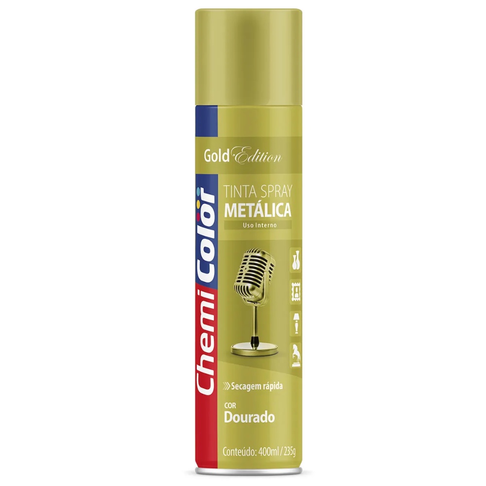 Tinta Spray Metálica Dourado Chemicolor | Shopee Brasil