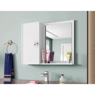 Armario Espelheira Genova Banheiro Com Porta Branco