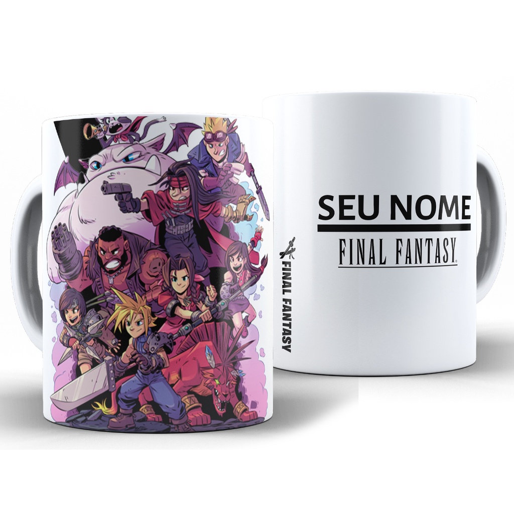 Caneca Final Fantasy Personalizada Com Nome + Caixa Xícara 325ML Cerâmica