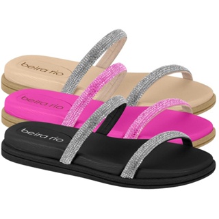 Sandalia Beira Rio Feminina Papete Strass Pedraria Conforto Original