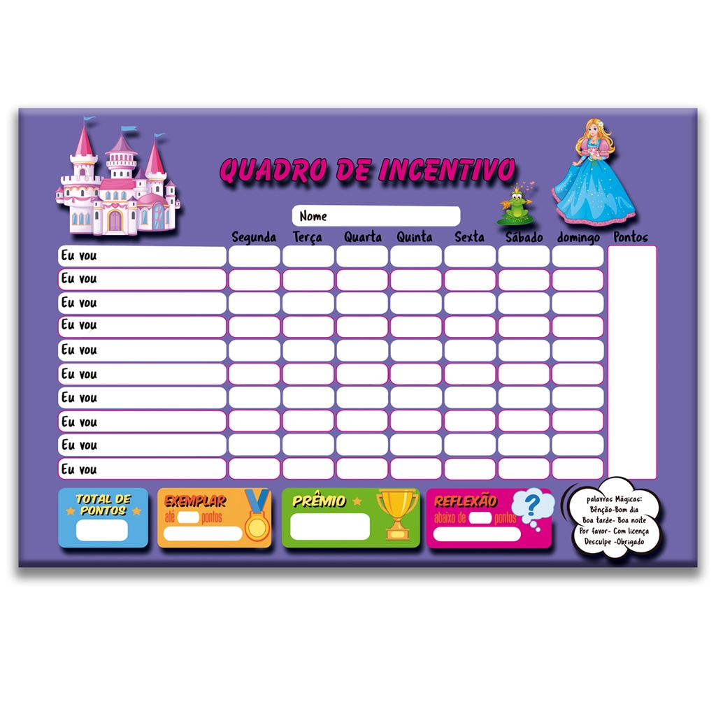 Quadro De Incentivo Semanal Para Crianças - Organize Tarefas De Forma Divertida