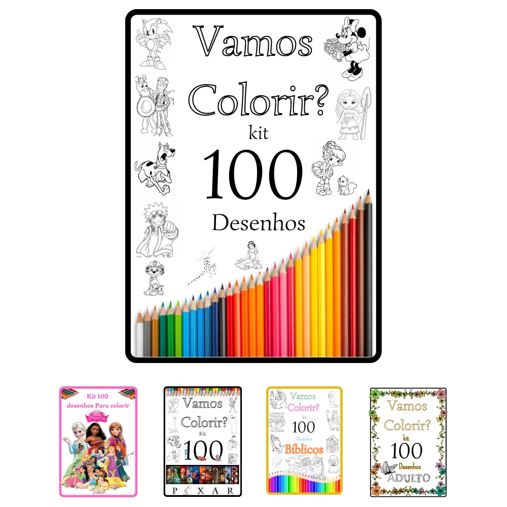 Kit 100 Desenhos Para Pintar E Colorir Lilo E Stitch - Folha A4