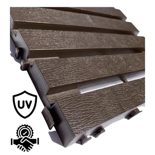 kit 6 DECK MODULAR DE MADEIRA PLASTICA ECOLOGICO IMBUIA MAXX 30x30 CM 2,5CM DE ALTURA.