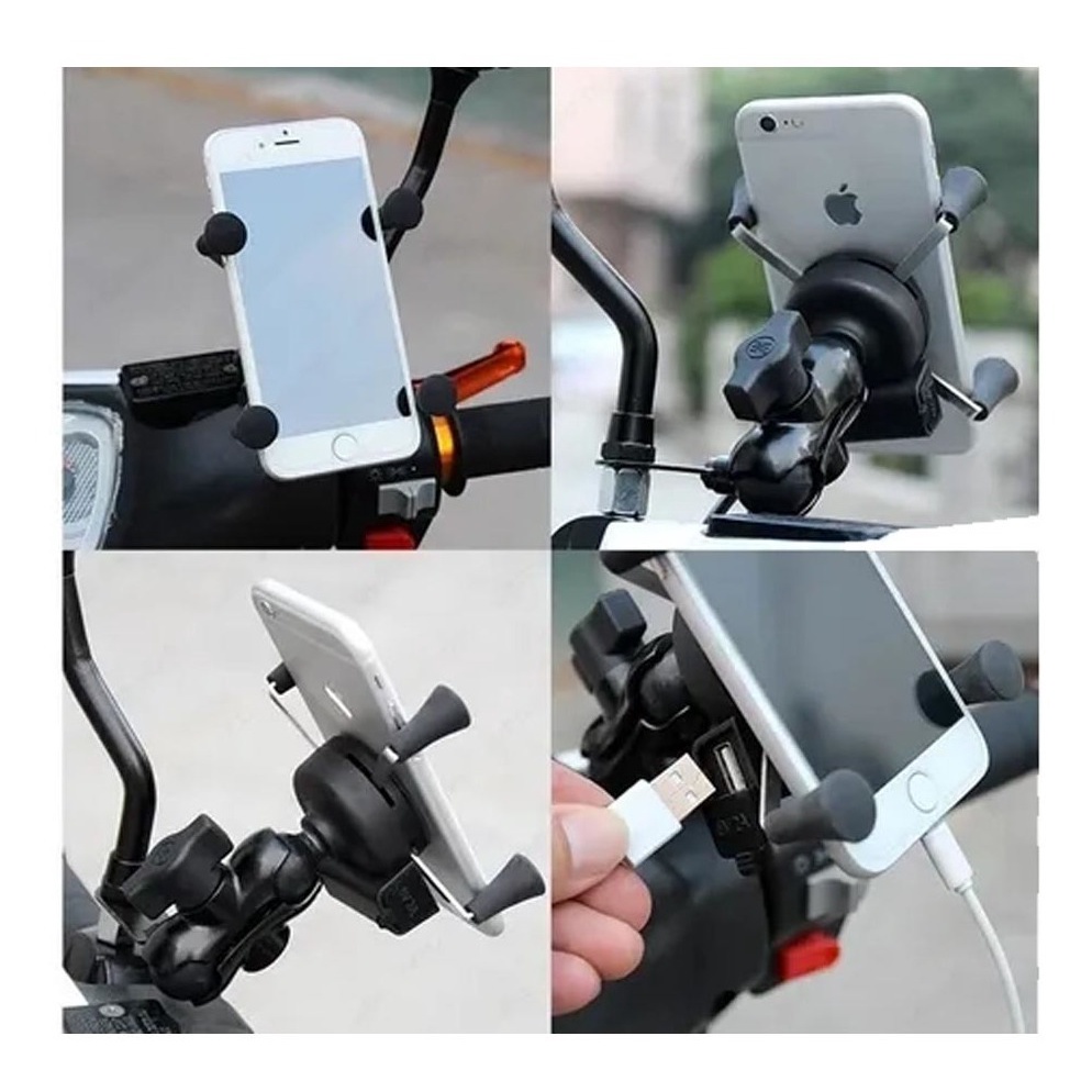 Suporte Garra Para Celular Moto Universal Com Carregador Usb Shopee Brasil