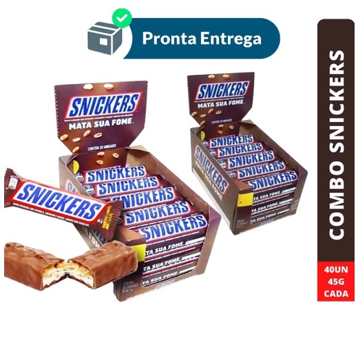 Chocolate Snickers 2 Caixa Com 20un Cada De 45g | Shopee Brasil