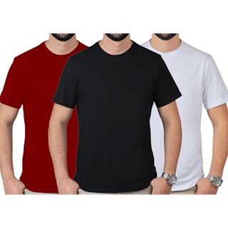 Kit 3 Camisetas Básicas Camiseta Masculina de Algodão Camisa Premium Para Dia a Dia Não precisa Passar Não Marrota Academia Treino DIRETO DO FABRICANTE Promoção