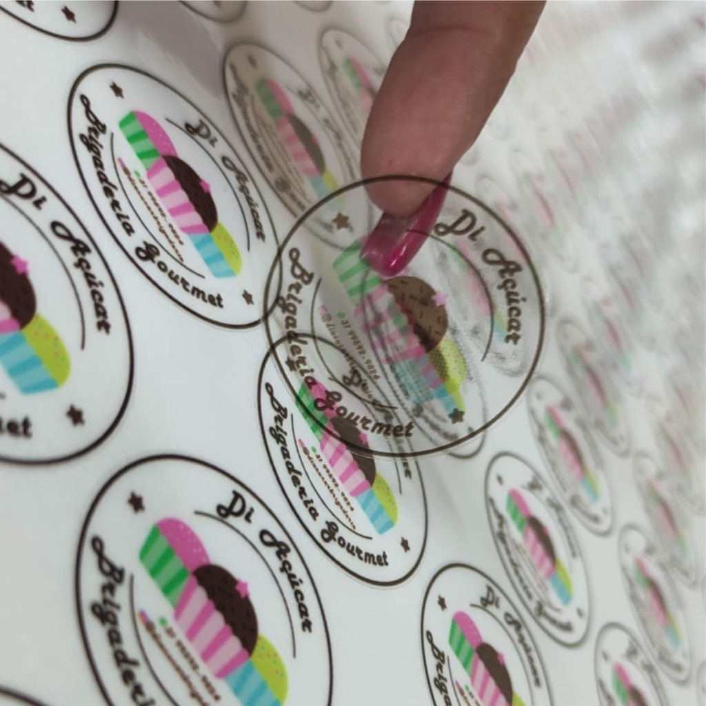 100 Adesivos Personalizados em Vinil Transparente - Rótulo para ...