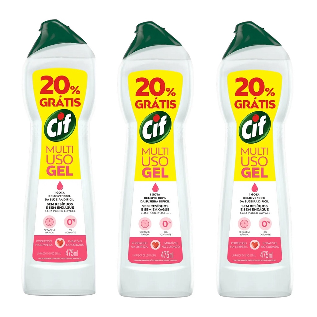 Kit 3 Unidades - Limpador Multiuso Cif Gel 475g | Shopee Brasil