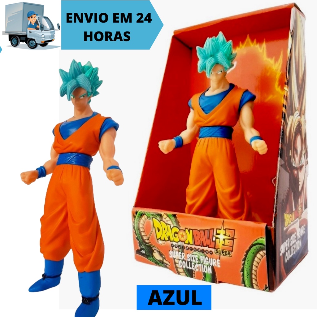 Boneco Goku Dragon Ball Z Blue Azul Articulado Grande 26cm Caixa ...