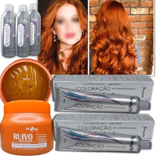 Tinta de Cabelo Ruivo + Oxigenada 20v 90ml + Matizador Ruivo | Completo Visual Ruivo Deslumbrante!