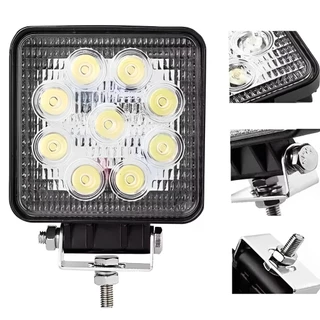 Farol Milha 9led Quadrado 12V/27V Carro Caminhão Alto