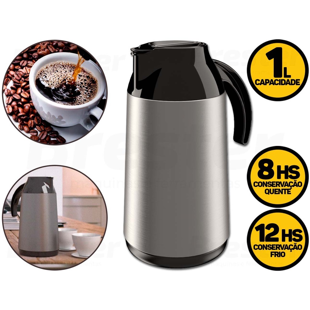 Garrafa Térmica Inox 1L Berlim Unitermi Café Chá Água Chimarrão ...