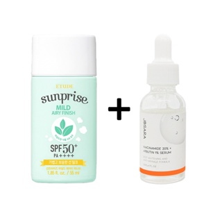 etude house sunprise mild airy finish & JBSARA Niacinamide 20%,Arbutin 1% Serum + Snail Secretion Filtrate 50% Serum 30ml