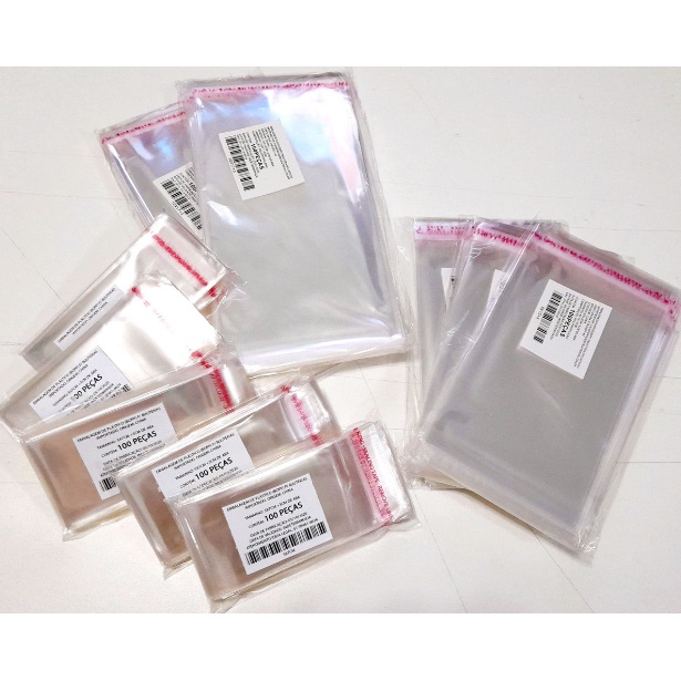 Saquinho Adesivado Kit Com 100 Transparente Sem Furo