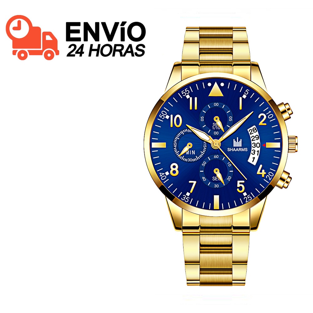 Relógio Masculino Original Shaarms Pulso Quartzo Aço