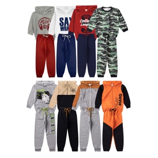 Kit Conjunto Moletom Infantil Inverno Menino e Menina Com 2 Conjuntos Sortidos