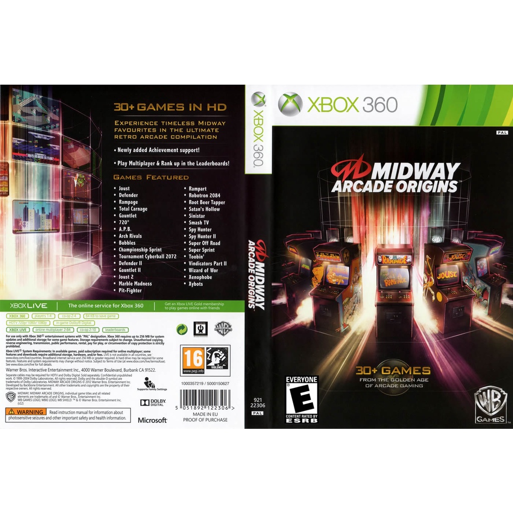 Midway Arcade Origins P/ Xbox360 Desbloq(Jtag/Ltu/Lt/Rgh) | Shopee Brasil