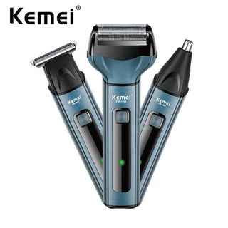 Aparador De Cabelo Kemei Elétrico De Barbear 3 Em 1 De Nariz Homens Barba Sem Fio Recarregável