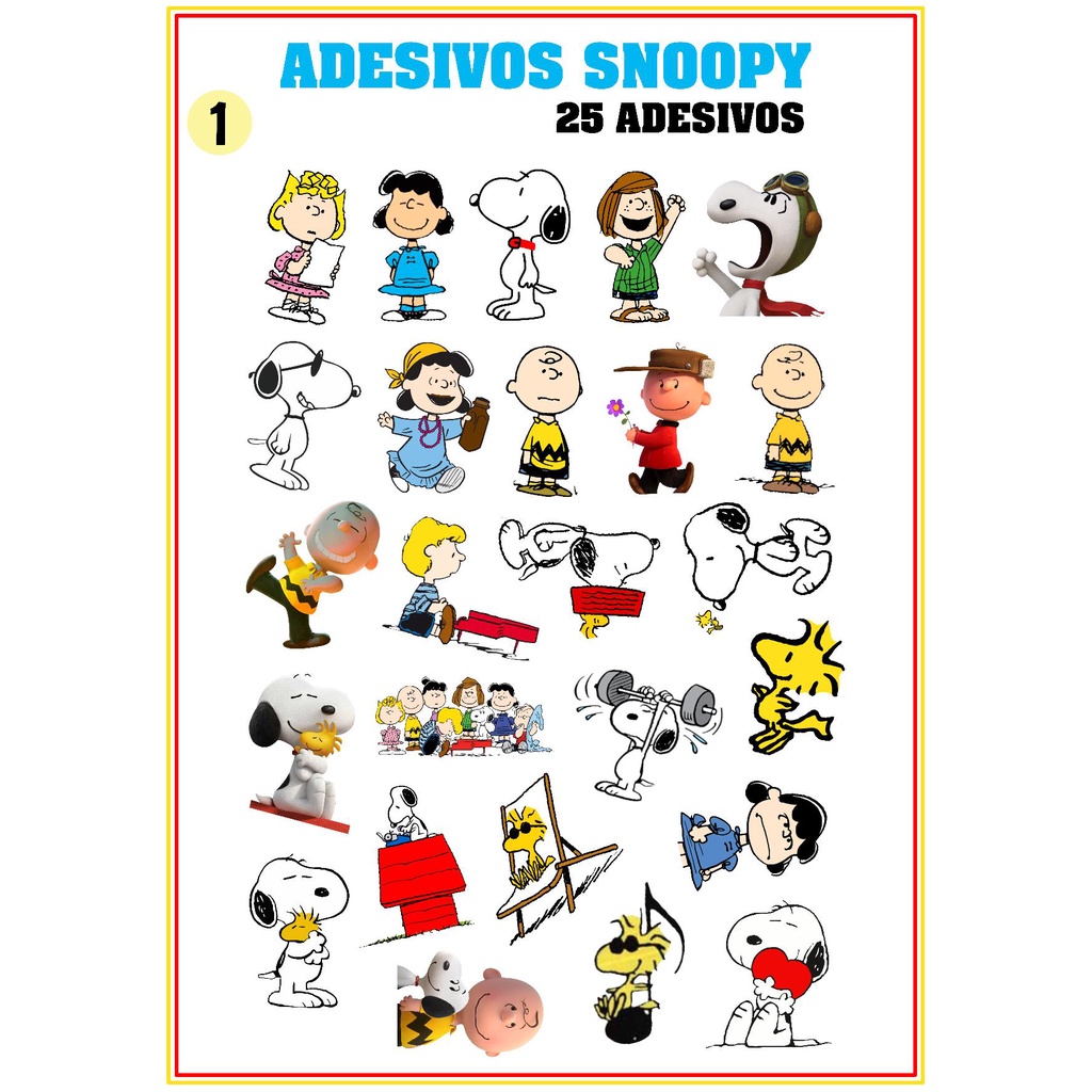 ADESIVOS SNOOPY - AUTO COLANTE - PACOTE | Shopee Brasil