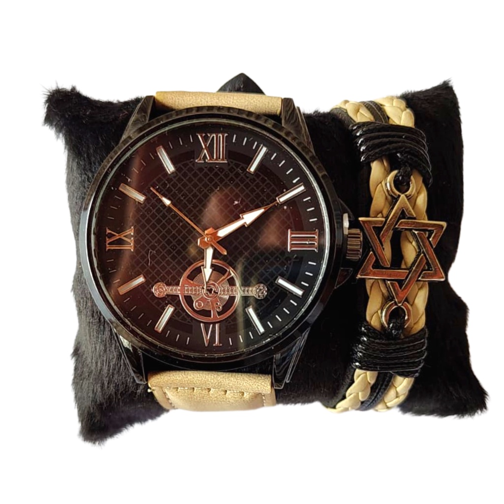Kit Relógio Masculino + Pulseira Luxo