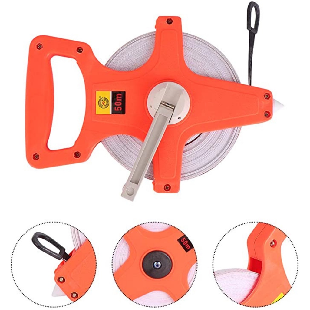 Trena Fibra Vidro 50 Metros - 14mm Largura - Com Manivela - Uso Profissional