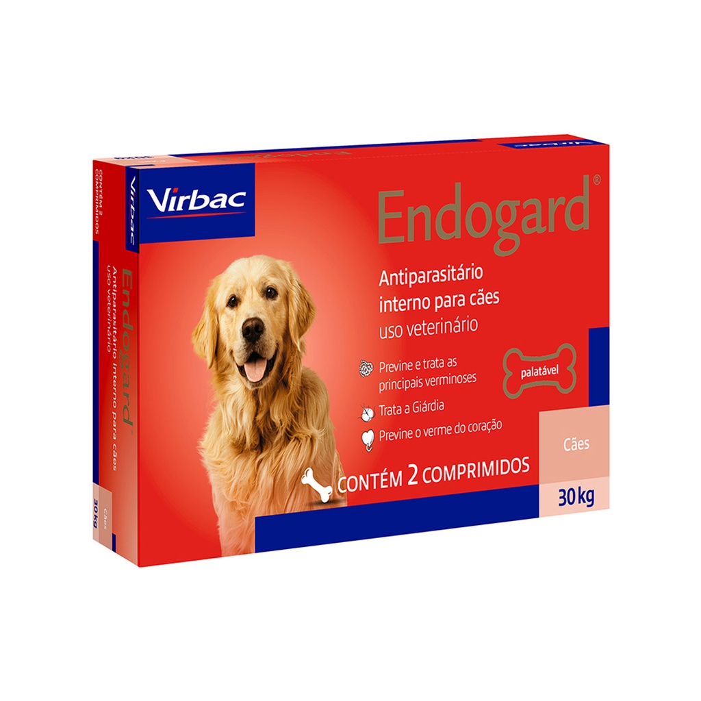 Endogard Cães 30 kg cx. 2 comprimidos - Virbac