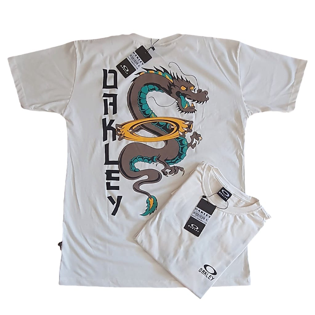 Camiseta oakley masculina the dragon tattoo tee branco