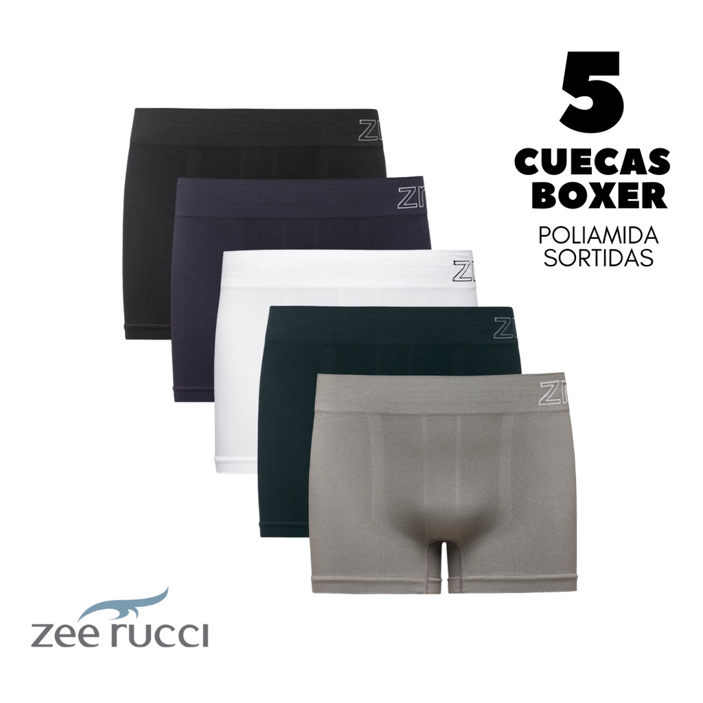 Kit 5 Cuecas Boxer em Poliamida/Microfibra Sem Costura Zee Rucci