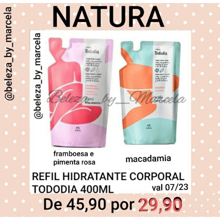 Refil Hidratante Corporal Tododia Macadamia Framboesa E Pimenta Rosa Ml Shopee Brasil