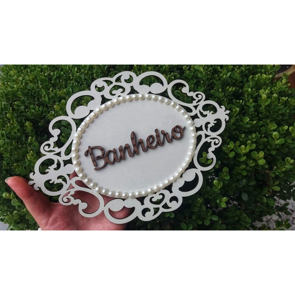Placa Plaquinha Banheiro Enfeite Porta Banheiro, Nome personalizado - Decoração para Casa! GUIRLANDA