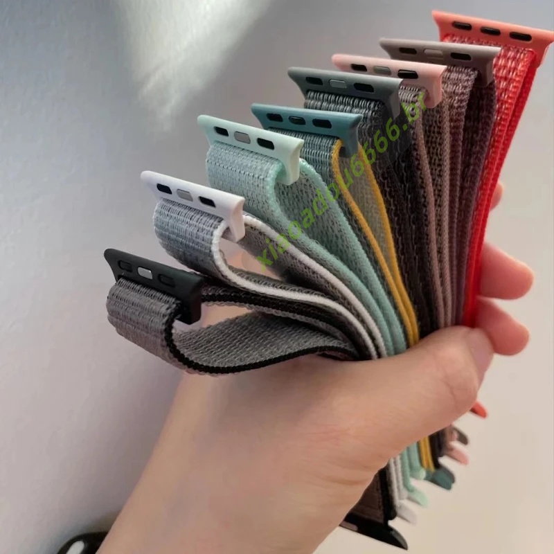 Pulseira Smartwatch De Nylon Para Relógio Apple 44mm 40mm 41mm/45mm 38mm/42mm Série iWatch 7 5 4 3 SE 6