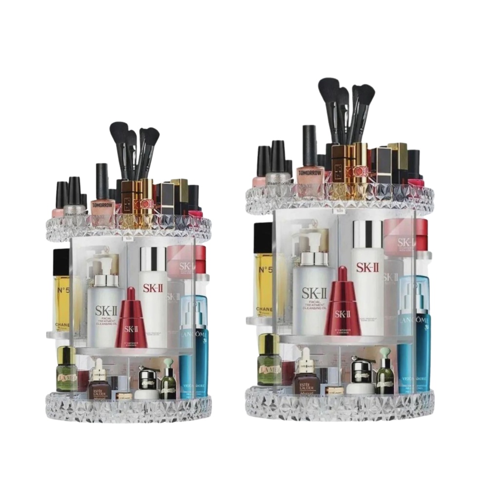 Organizador Diamante Acrílico Porta Maquiagem Giratório 360° Transparente