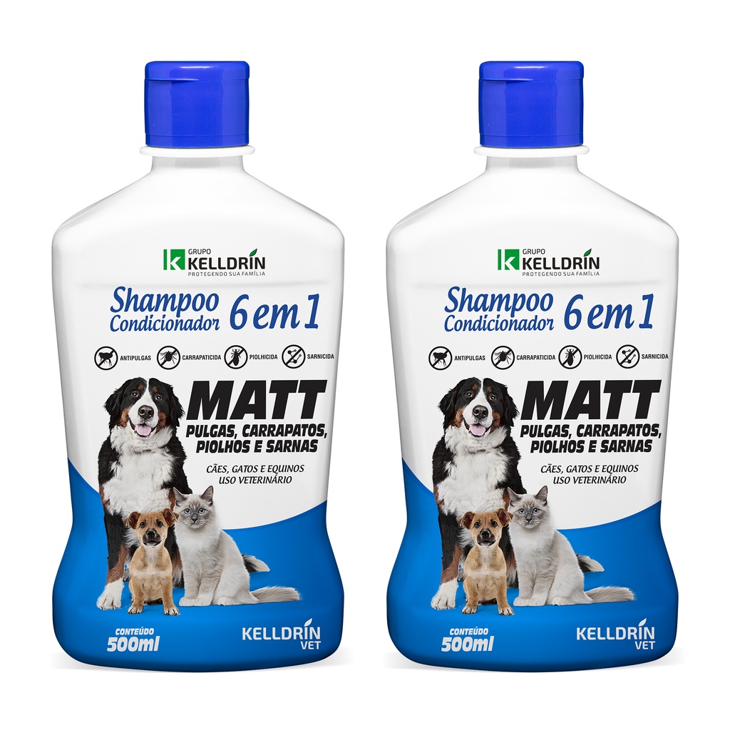 Shampoo 6 Em 1 Anti Pulgas E Carrapatos 500ml Com 2 Unidades Kelldrin ...