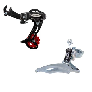 Kit Câmbio Marcha Dianteiro + Traseiro Preto Cromado Bicicleta Bike Aro 24 26 29 Mtb Speed