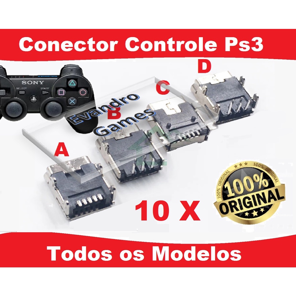 10 Conectores De Carga Micro Usb Controle Ps3 (1920) | Shopee Brasil