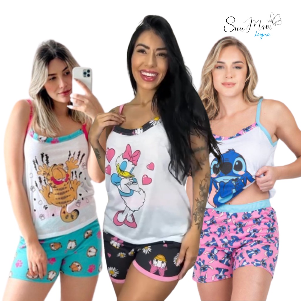 Baby Doll Conjunto Short Doll Pijama Feminino Roupa de Dormir