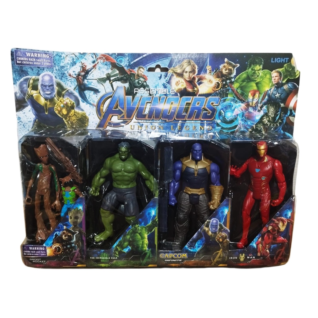 Kit Bonecos Super Heróis Avengers Marvel vingadores 4 Figuras de Ação 15 cm Articuláveis Herois